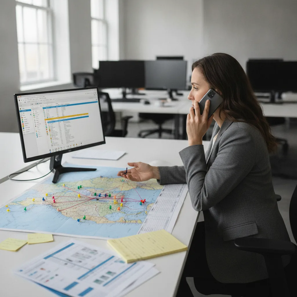 Real photo of a professional truck dispatch coordinator
